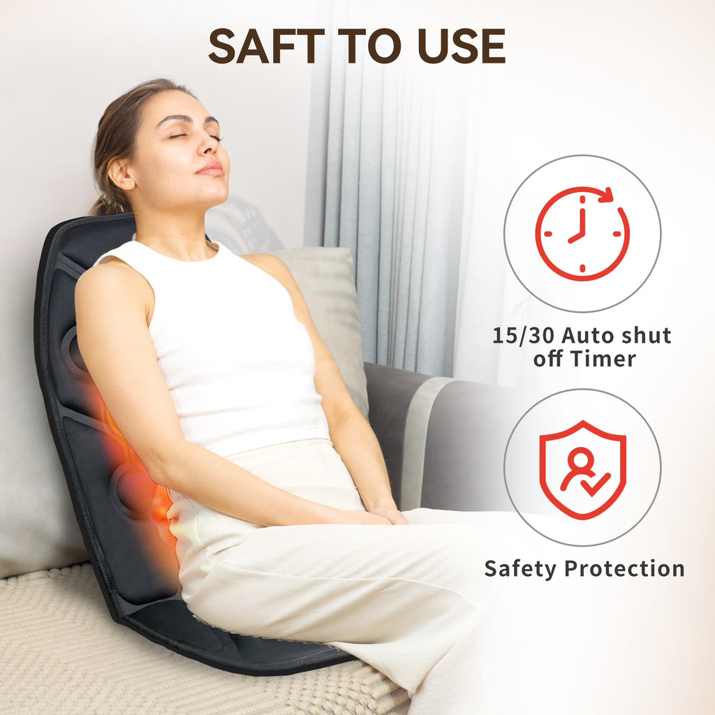 Heated Massage Seat Cushion, Back Massager with Vibration, Massage Pad for Chair, Gift