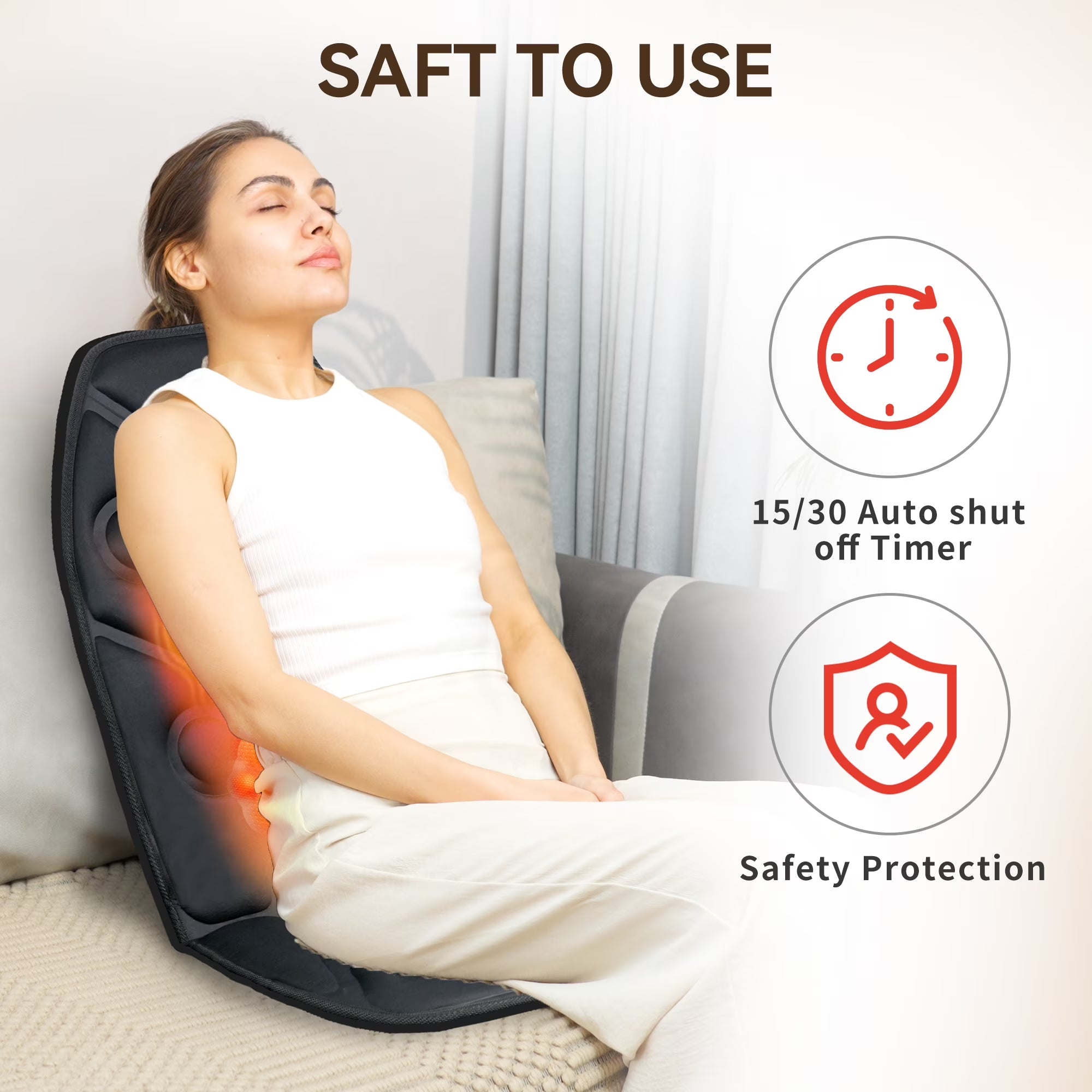 Heated Massage Seat Cushion, Back Massager with Vibration, Massage Pad for Chair, Gift