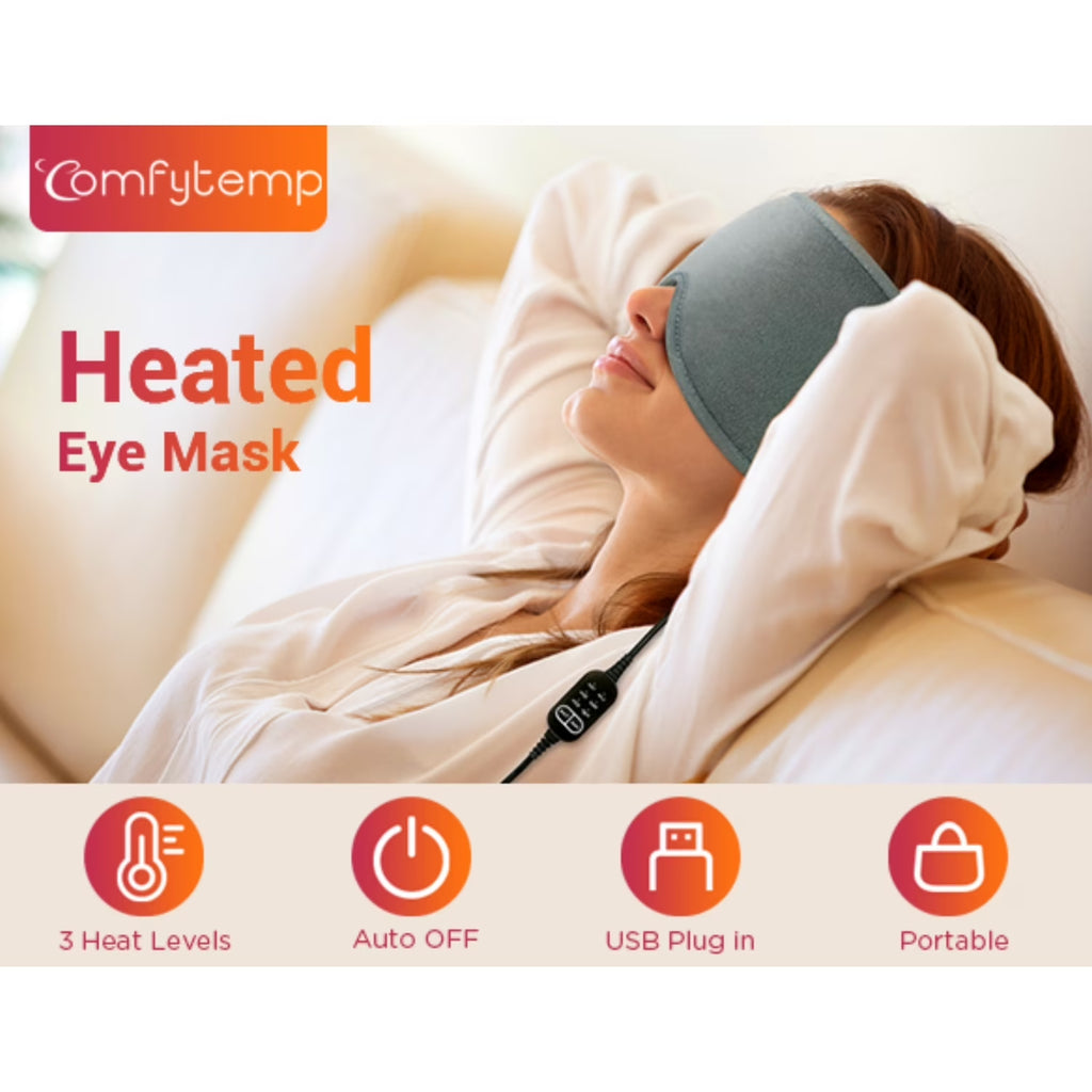 Heated Eye Mask, Adjustable Warm Compress for Dry Eyes Relief with 3 Heat and Timer Settings, Gray