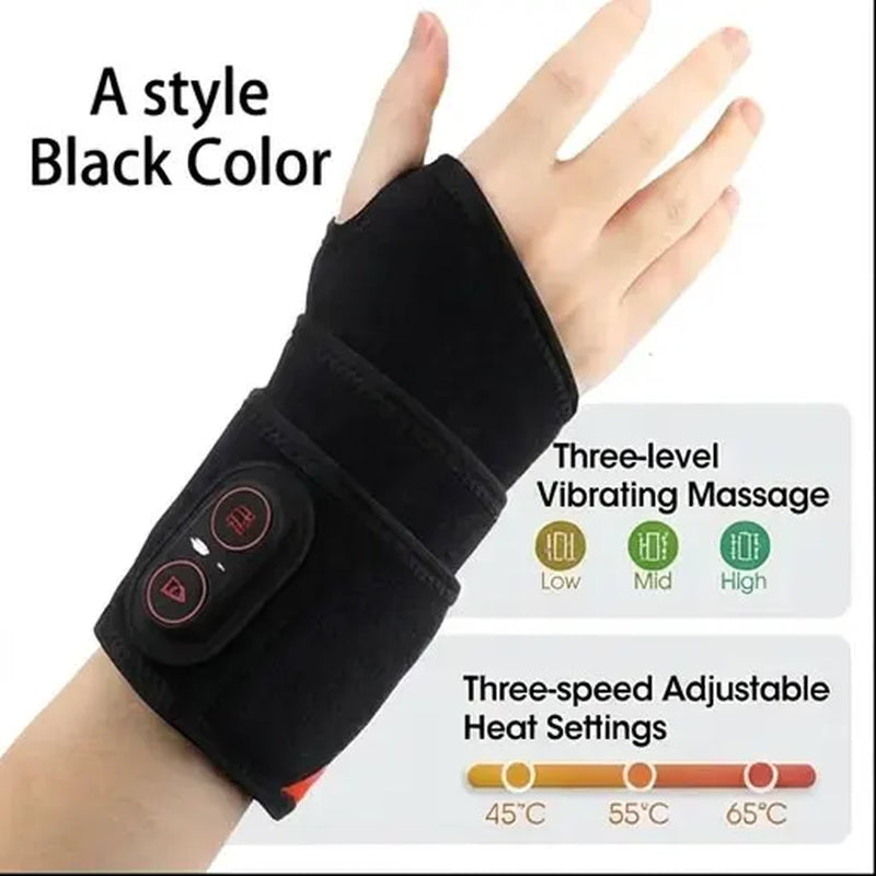 Red Light Therapy Wrist Massager 3000Mah Heated Vibration Brace for Carpal Tunnel Arthritis Pain Relief 36 Triple-Chip 660Nm LED