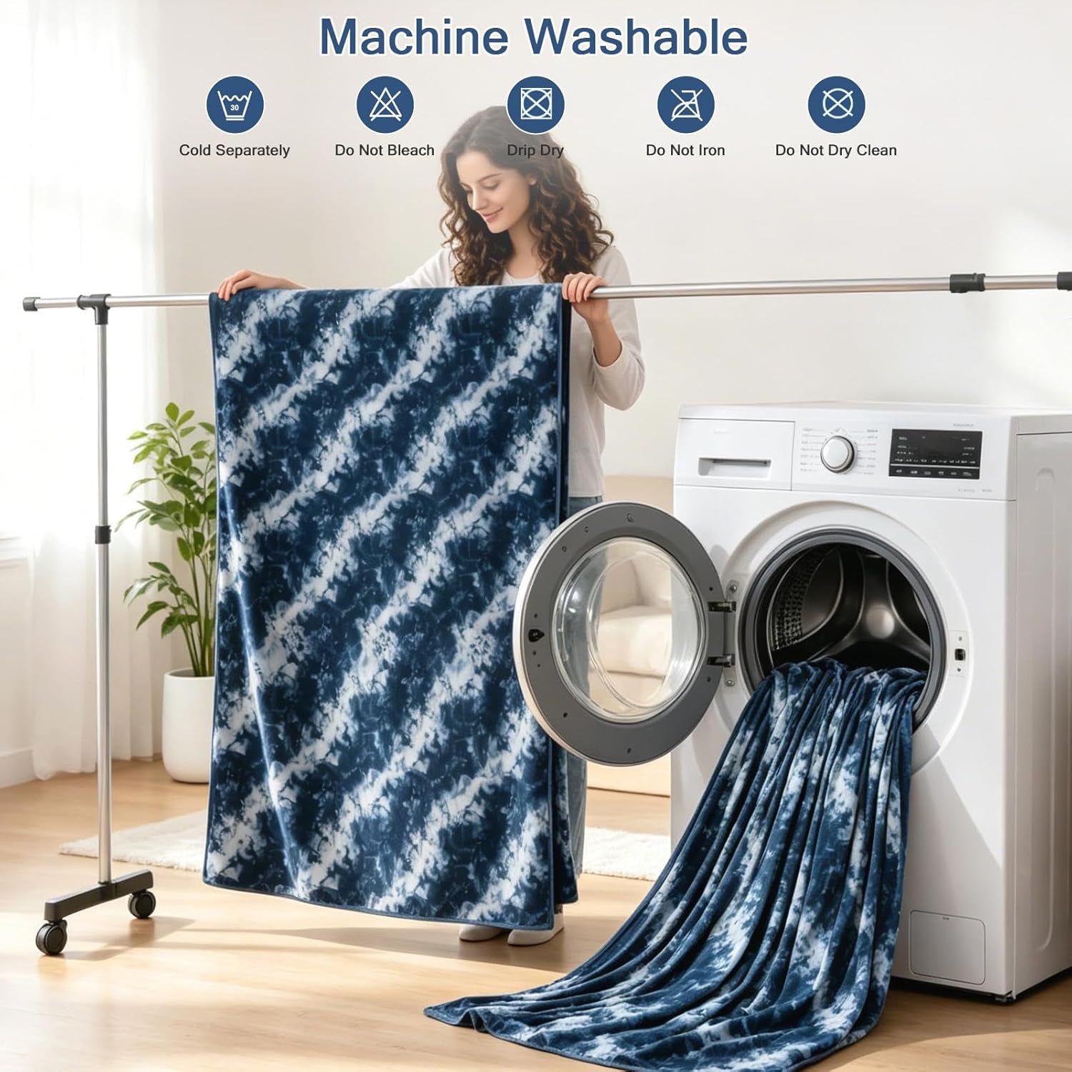Cooling Blanket for Hot Sleepers Summer Throw Blanket Dark Blue Throw XL Size 50"X70" Q-Max>0.5 Reversible Lightweight Cold Blankets for Night Sweats Ice Bed Throw Blanket for Sleeping Bed Couch Sofa