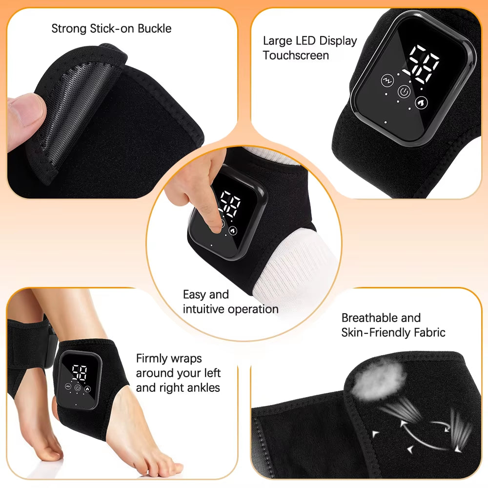 Electric Ankle Massager Foot Massager Hot Compress Vibration Massage Joint Protection Heated Brace for Plantar Fasciitis