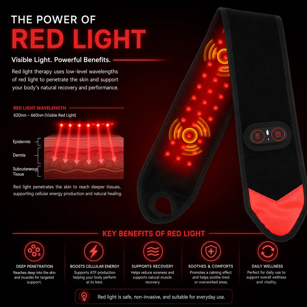 Red Light Therapy Wrist Massager 3000Mah Heated Vibration Brace for Carpal Tunnel Arthritis Pain Relief 36 Triple-Chip 660Nm LED