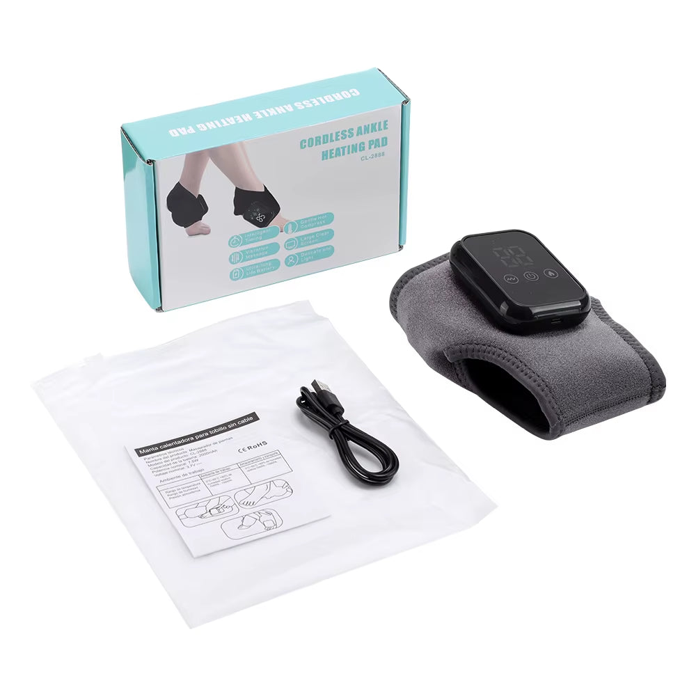Electric Ankle Massager Foot Massager Hot Compress Vibration Massage Joint Protection Heated Brace for Plantar Fasciitis