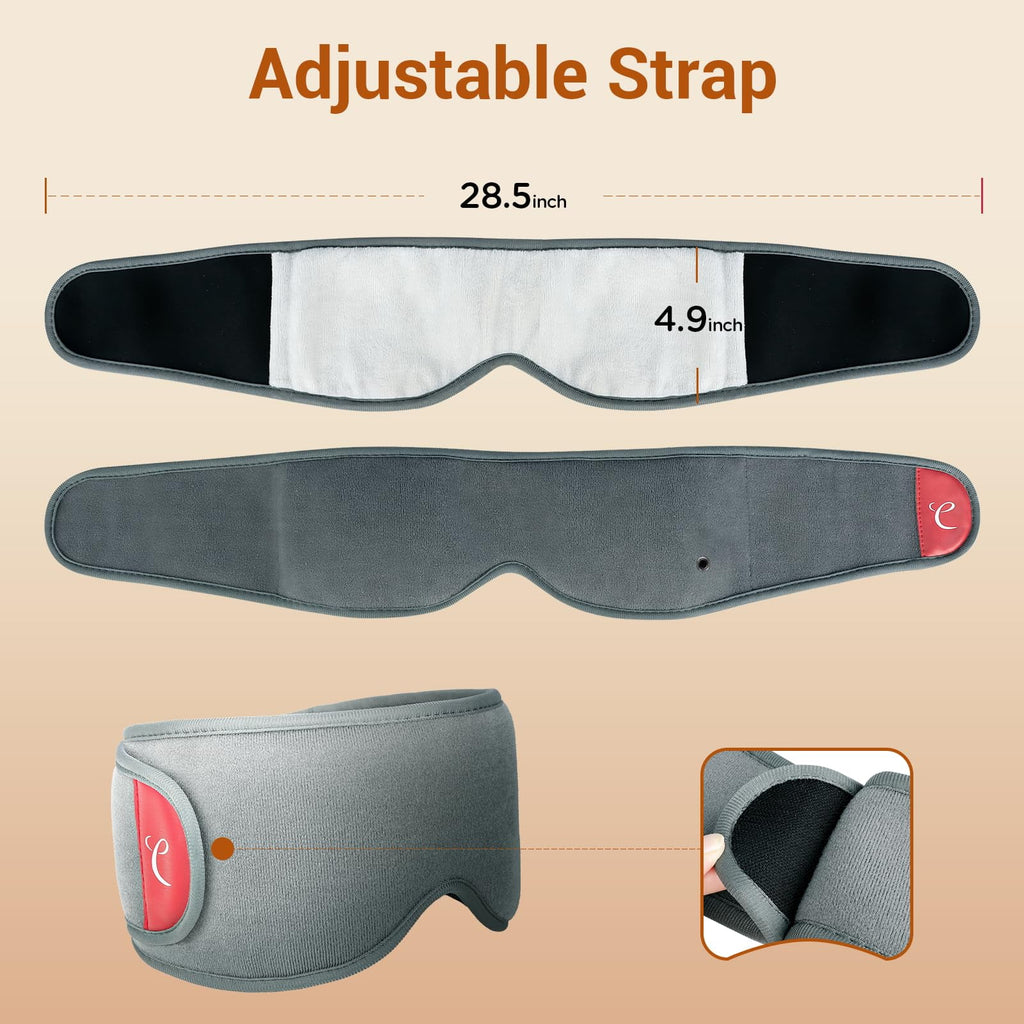 Heated Eye Mask, Adjustable Warm Compress for Dry Eyes Relief with 3 Heat and Timer Settings, Gray