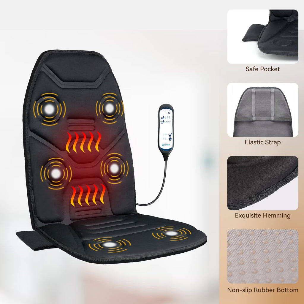 Heated Massage Seat Cushion, Back Massager with Vibration, Massage Pad for Chair, Gift