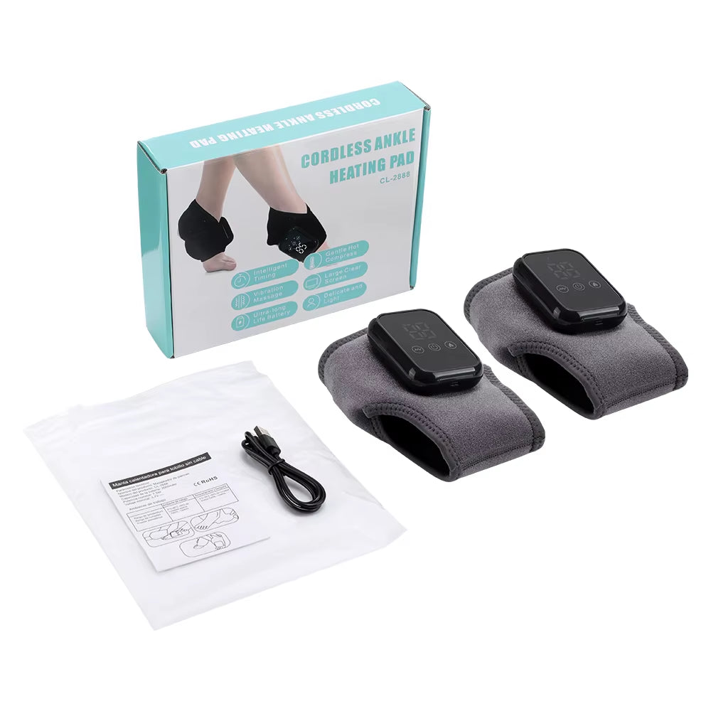Electric Ankle Massager Foot Massager Hot Compress Vibration Massage Joint Protection Heated Brace for Plantar Fasciitis