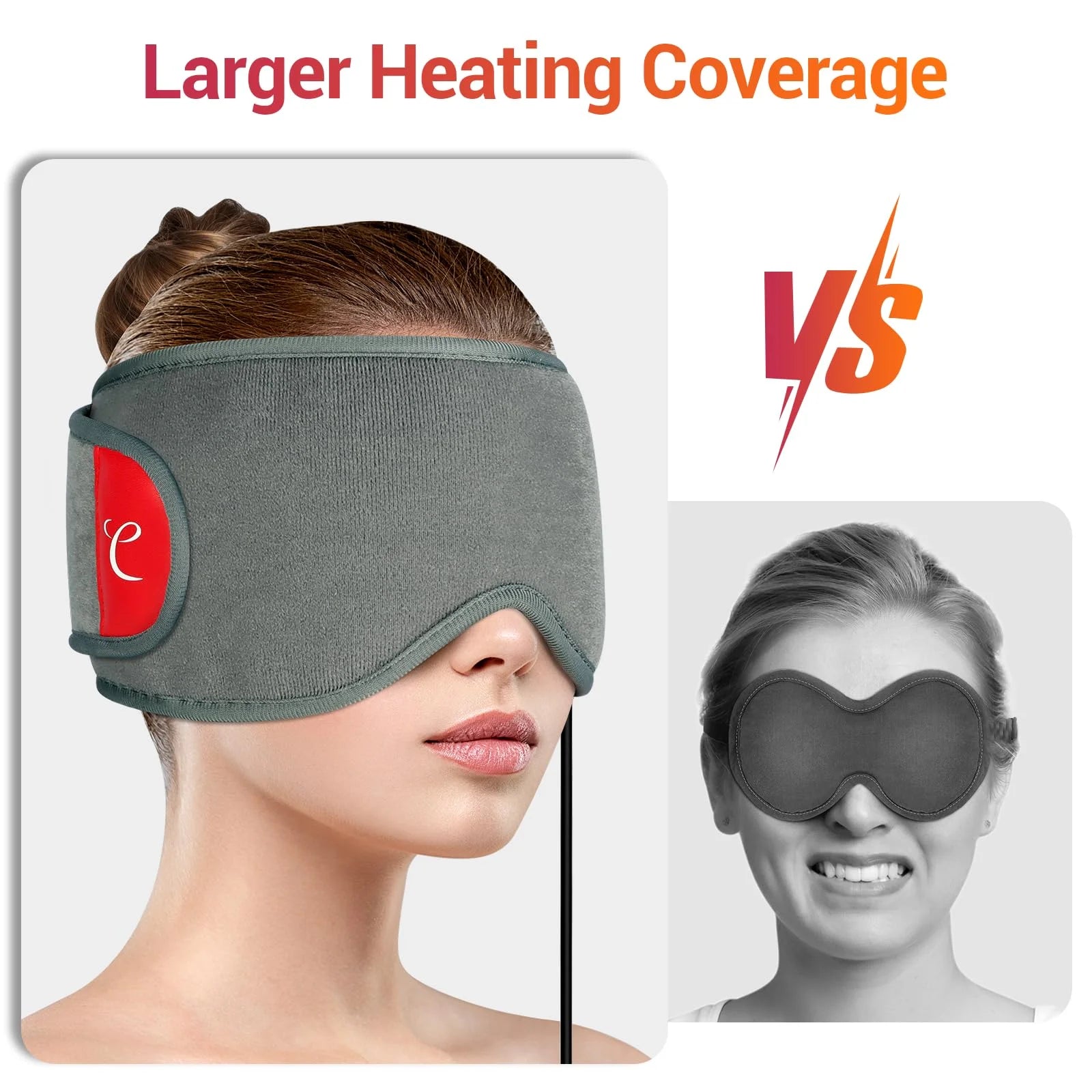 Heated Eye Mask, Adjustable Warm Compress for Dry Eyes Relief with 3 Heat and Timer Settings, Gray