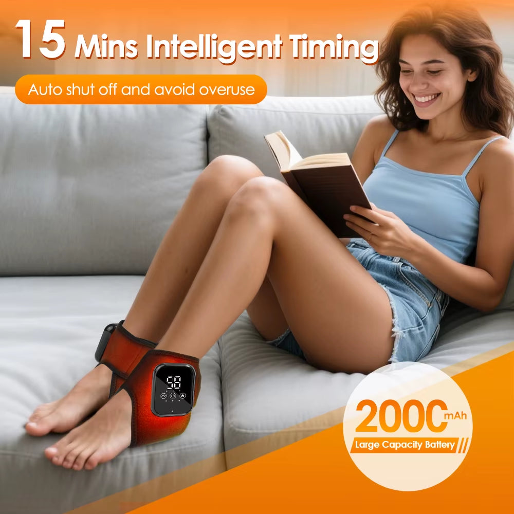 Electric Ankle Massager Foot Massager Hot Compress Vibration Massage Joint Protection Heated Brace for Plantar Fasciitis