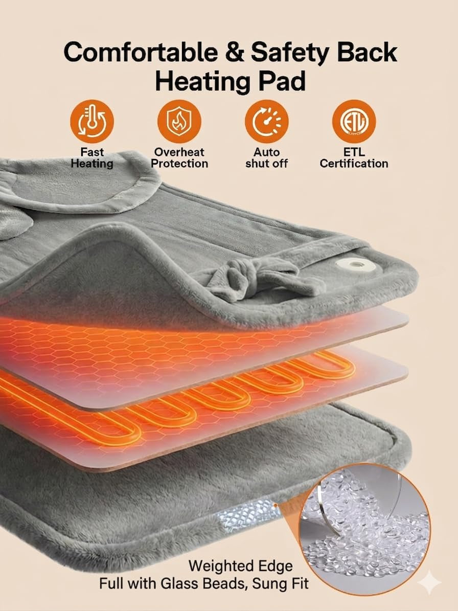 Heating Pad for Back Pain Relief, 24"X33" Weighted Heating Pad for Neck and Shoulders and Back, Father-S Day Gift-S for Dad, Neck Heating Pad Fast-Heating with 6 Settings, Auto Shut-Off